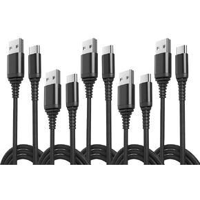 5 كابلات USB من النوع C إلى C [6 أقدام، 3.0 أمبير شحن سريع] - USB من النوع C إلى النوع C 60 وات PD شحن سريع أسلاك مضفرة من النايلون طويلة للغاية لهاتف Samsung Galaxy S23 S21 S20 S10 Note 20 10 Pixel iPad