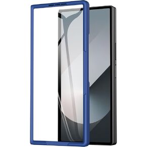 for Samsung Galaxy Z Fold 6 Front Frame with Tempered Glass Screen Protector, Full Coverage Protection Cover for Galaxy Z Fold 6 5G, 2024 (Black)