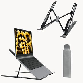 Portable Laptop Stand 10-Level Adjustable Notebook Computer Holder Ventilated Heat Dissipation Foldable Compatible with All MacBook HP Dell Lenovo iPad Tablet Accessory (8-16") (Pink)