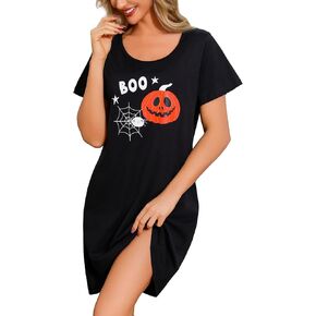ENJOYNIGHT Nightgown for Women Cotton Short Sleeve Nightshirts Casual Print Sleepwear