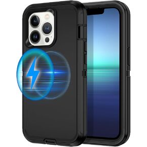 I-HONVA for iPhone 12 Pro Max Case,iPhone 13 Pro Max Case [Compatible with MagSafe] Shockproof 3-Layer Full Body Protection Rugged Heavy Duty Cover Case for Apple iPhone 12/13 Pro Max 6.7",Turquoise