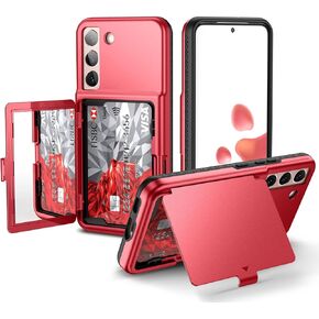 WeLoveCase for Samsung Galaxy S22 Wallet Case with Credit Card Holder & Hidden Mirror, All-Round Protection Shockproof Phone Cover Designed for Samsung Galaxy S22 5G, 6.1 inch Purple