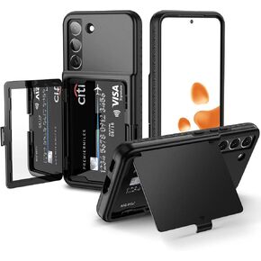 WeLoveCase for Samsung Galaxy S22 Wallet Case with Credit Card Holder & Hidden Mirror, All-Round Protection Shockproof Phone Cover Designed for Samsung Galaxy S22 5G, 6.1 inch Purple in Kuwait