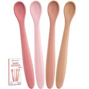Best Soft Silicone Baby Spoons Dishwasher-Safe Silicone Bendable Baby Feeding Spoon Infant First Stage Silicone Training Spoon, Assorted Colors