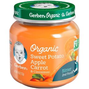 Gerber Organic for Baby 2nd Foods Baby Food Jar, Apple Spinach with Kale, USDA Organic & Non-GMO Pureed Baby Food for Sitters, 4-Ounce Glass Jar (Pack of 6)