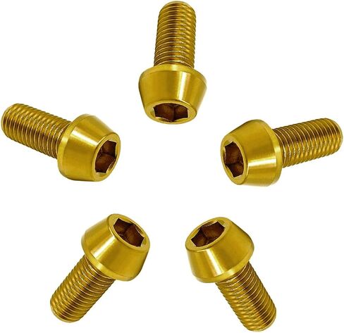RISON Titanium Bolts Ti Bolt M6*1.0 * 15 Hex Tapered Socket Head 5Pcs Burnt Blue Titanium Hex Tapered Head Bolt Screw for Bike stem in Saudi Arabia