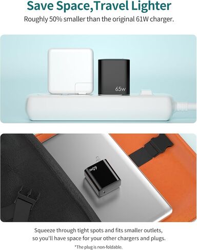 USB C Wall Charger (GaN III 65W), Laptop Fast Charging Block PD Power Adapter with 5ft C-C Cable for MacBook Pro/Air, Google Pixelbook, iPad Pro, iPhone 15, Galaxy S23, Note20 etc Charger Cube -White in Saudi Arabia