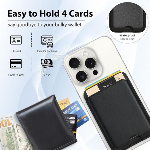 Magnetic Wallet Compatible with Apple Magsafe,2Pack Mag Safe Card Holder for iPhone 15/14/13/12 Pro/Max/Plus/Case,Vegan Leather RFID Phone Wallet Fits 4 Cards - White+Pink in Saudi Arabia