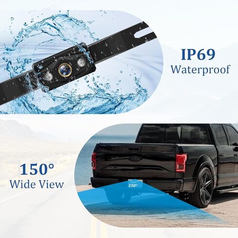 Backup Camera 7 Inch HD 2K-Color Clear Image Night Vision DIY Guide Lines, Rear View Monitor Waterproof LED with On/Off Switch for Car, SUVs, Pickups, RVs Trucks Tractors Bus Semi-Trailers H7 in Saudi Arabia