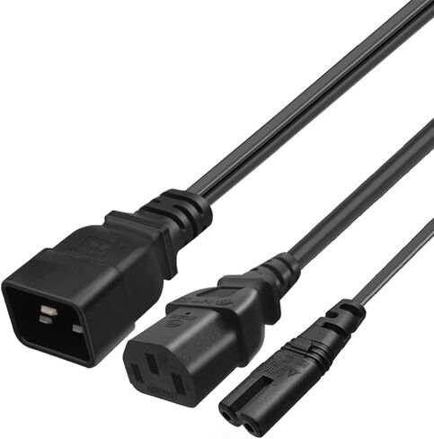 0.32M/1FT C20 to C13 up Bend Elbow Design Y Splitter Power Plug Cable，PDU/UPS Plug C20 to Dual C13 Power Adapter Conversion Cable in Kuwait