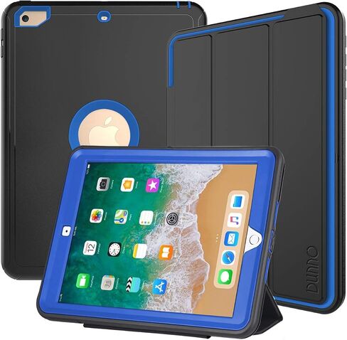 DUNNO iPad 9.7 Inch Case 2017/2018, iPad 6th/5th Generation Case, Three Layer Heavy Duty Full Protection Smart Case with Detachable Screen Cover/Stand for iPad 9.7 Released in 2018/2017 (Black) in Saudi Arabia