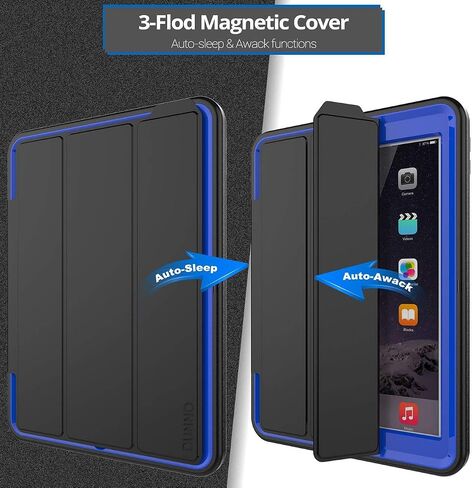 DUNNO iPad 9.7 Inch Case 2017/2018, iPad 6th/5th Generation Case, Three Layer Heavy Duty Full Protection Smart Case with Detachable Screen Cover/Stand for iPad 9.7 Released in 2018/2017 (Black) in Saudi Arabia