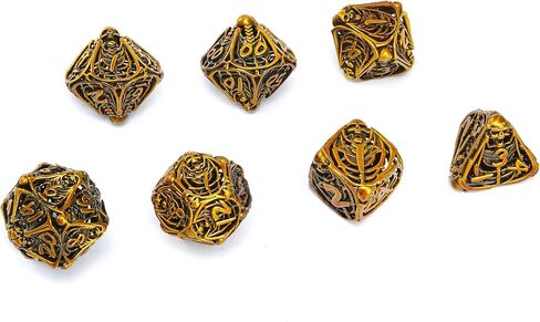 DND النرد، النرد المعدني D&D المجوف، مجموعة النرد الزنزانات والتنينات مع صندوق هدايا، 7 قطع Steampunk من مجموعة ألعاب النرد متعدد السطوح لـ RPG، MTG، Pathfinder، مجموعة النرد الأسود الذهبي D وD D20 D12 D10 D8 D6 D4 D٪ in Kuwait