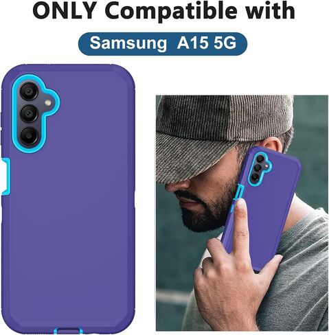 for Samsung Galaxy A15 5G Case,with Built in Screen Protector Heavy Duty Drop Protection,Full Body Rugged Shockproof Dustproof Protective Phone Cover for Samsung Galaxy A15 5G (Black/Orange) in Saudi Arabia