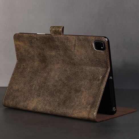 Gexmil Case for iPad Pro 11 Inch,4th/3rd/2nd/1st Generation(2022/2021/2020/2018) Genuine Leather Cover with Pencil Holder,Cowhide Folio Cover,Auto Sleep/Wake Anti Slip,Vegetable Tanning Brown in Kuwait