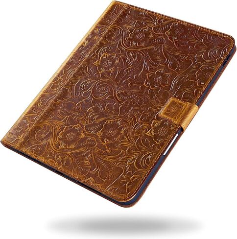 Gexmil Case for iPad Pro 11 Inch,4th/3rd/2nd/1st Generation(2022/2021/2020/2018) Genuine Leather Cover with Pencil Holder,Cowhide Folio Cover,Auto Sleep/Wake Anti Slip,Vegetable Tanning Brown in Kuwait