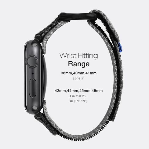 Nereides Rugged Nylon Band Compatible with Apple Watch Ultra 3/2/1 (49mm), Series 11/10/9/8/7/6/5/4 & SE3/SE2/SE (46mm 45mm 44mm), Tactical Sports Strap for Men (L, Black) in Kuwait