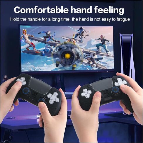 غطاء وحدة التحكم ECHZOVE PS5، غطاء سيليكون مضاد للانزلاق لجهاز التحكم PS5 المزدوج مع أغطية قبضة الإبهام، واقيات عصا التحكم (عبوتان بيضاء) in Kuwait