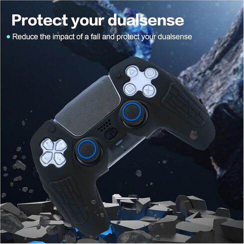 غطاء وحدة التحكم ECHZOVE PS5، غطاء سيليكون مضاد للانزلاق لجهاز التحكم PS5 المزدوج مع أغطية قبضة الإبهام، واقيات عصا التحكم (عبوتان بيضاء) in Kuwait
