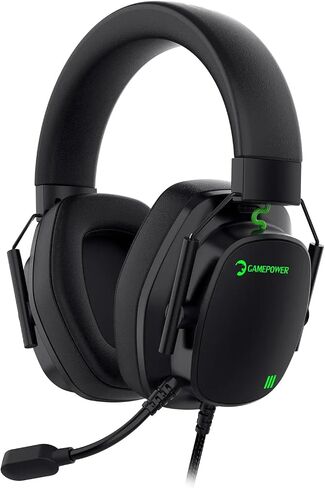 سماعة الألعاب GAMEPOWER Voldon X مقاس 3.5 مم جاك - سماعات رأس سلكية مع محركات 50 مم، تصميم مريح، ميكروفون عازل للضوضاء، PS4، PS5، لأجهزة إكس بوكس، أسود in Kuwait