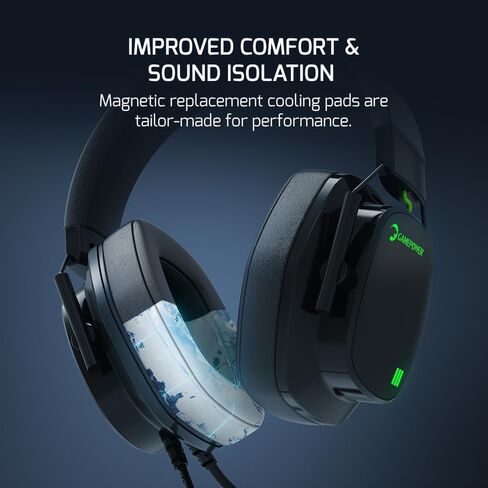 سماعة الألعاب GAMEPOWER Voldon X مقاس 3.5 مم جاك - سماعات رأس سلكية مع محركات 50 مم، تصميم مريح، ميكروفون عازل للضوضاء، PS4، PS5، لأجهزة إكس بوكس، أسود in Kuwait