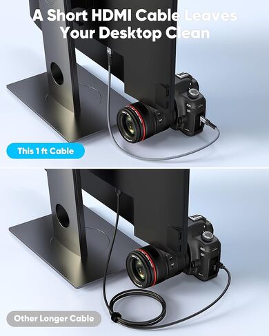 كابل Highwings Mini HDMI إلى HDMI بطول 10 أقدام، 4K 60 هرتز عالي السرعة HDMI إلى كابل HDMI صغير ذكر ثنائي الاتجاه 2.0 سلك، للتلفزيون عالي الدقة والكمبيوتر اللوحي والكاميرا وكاميرا الفيديو [غلاف من الألومنيوم، مضفر من النايلون] in Kuwait