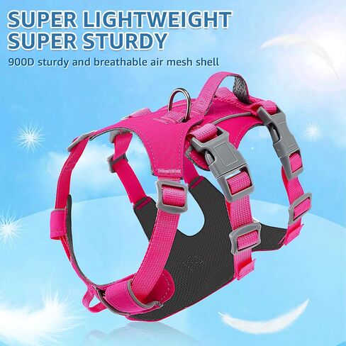 SlowTon No Pull Dog Harness - Lightweight Escape Proof Dog Harness with Handle, Adjustable Reflective Dog Vest Harness for Small Medium Large Dogs Easy Walking, Training, Hiking (Black,M) in Saudi Arabia