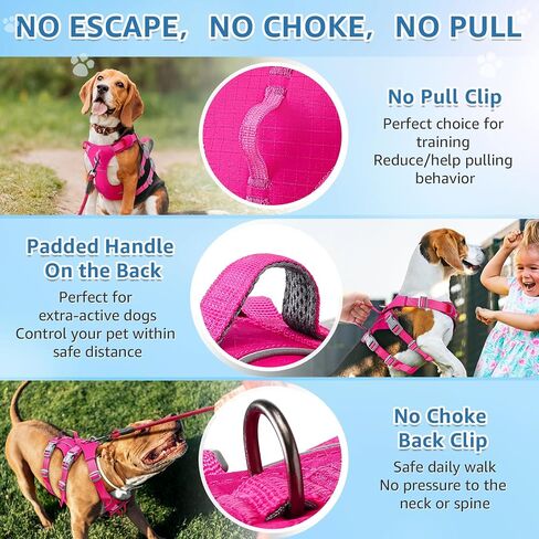 SlowTon No Pull Dog Harness - Lightweight Escape Proof Dog Harness with Handle, Adjustable Reflective Dog Vest Harness for Small Medium Large Dogs Easy Walking, Training, Hiking (Black,M) in Saudi Arabia