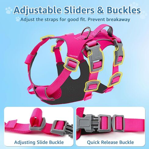 SlowTon No Pull Dog Harness - Lightweight Escape Proof Dog Harness with Handle, Adjustable Reflective Dog Vest Harness for Small Medium Large Dogs Easy Walking, Training, Hiking (Black,M) in Saudi Arabia