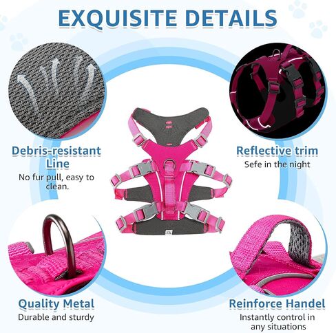 SlowTon No Pull Dog Harness - Lightweight Escape Proof Dog Harness with Handle, Adjustable Reflective Dog Vest Harness for Small Medium Large Dogs Easy Walking, Training, Hiking (Black,M) in Saudi Arabia