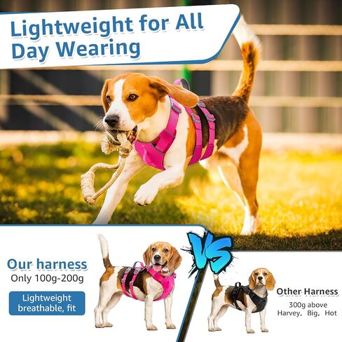 SlowTon No Pull Dog Harness - Lightweight Escape Proof Dog Harness with Handle, Adjustable Reflective Dog Vest Harness for Small Medium Large Dogs Easy Walking, Training, Hiking (Black,M) in Saudi Arabia