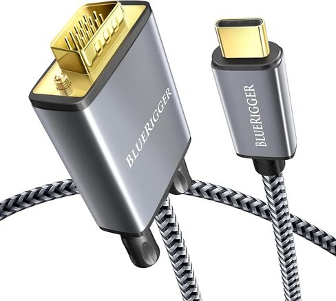 كابل BlueRigger USB C إلى VGA - (10FT، نوع C إلى VGA، كابل عرض 1080 بكسل، ذكر إلى ذكر، USB 3.1 Thunderbolt 3/4) - USB-C إلى VGA متوافق مع الكمبيوتر المحمول، والهاتف، والكمبيوتر اللوحي، HDTV، والشاشة، وجهاز العرض in Kuwait