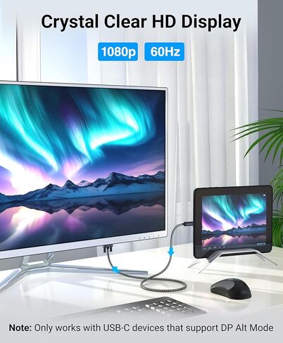 كابل BlueRigger USB C إلى VGA - (10FT، نوع C إلى VGA، كابل عرض 1080 بكسل، ذكر إلى ذكر، USB 3.1 Thunderbolt 3/4) - USB-C إلى VGA متوافق مع الكمبيوتر المحمول، والهاتف، والكمبيوتر اللوحي، HDTV، والشاشة، وجهاز العرض in Kuwait