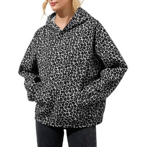 إمرأة كامو هوديس مابل ليف طباعة المتضخم قناع السترة قميص الصوف كم طويل كامو البلوز مع جيب in Kuwait