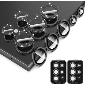 Simpeak 2Pack Camera Lens Protector Compatible with Samsung Galaxy S24 Ultra 5G 6.8" 2024, Individual 9H Tempered Glass Camera Metal Case for S24 Ultra 6.8" [Installation Tray],Shiny Purple
