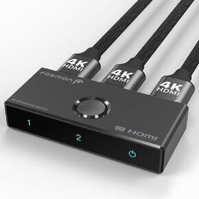 Fosmon HDMI Splitter 1 in 2 Out (4K@60Hz) 2 Port HDMI Splitter for Dual Monitors Duplicate/Mirror Only (*Not for Multi Monitors) with EDID Down-scaler for Dual Identical Display Support