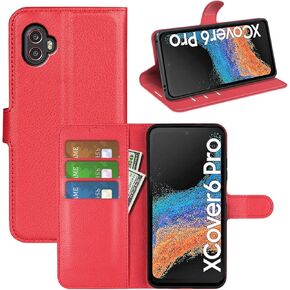 Flip Case for XCover 6 Pro Samsung Galaxy XCover6 Pro G736 2022 Wallet PU Leather Magnetic Protective Cellphone Case Folio Book Cover with Stand (Brown)