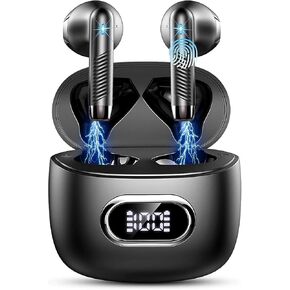 Wireless Earbuds Bluetooth 5.3 Headphones, Deep Bass Bluetooth, Mini Earbuds, in Ear with ENC Noise Canceling for Android iOS, White, HE-050
