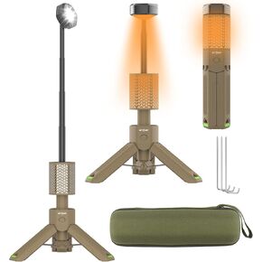 Camping Light Telescopic Camping Lantern Rechargeable 10500mAh Battery Built-in Magnetic Camping Lamp for Emergency, Camping, Hiking (Army Green)