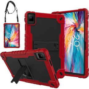 for TCL TAB 10 NXTPAPER 5G 10.4 Inch Tablet Case with Shoulder Strap Hard Back Hybrid Shockproof Kids Friendly Case for TCL TAB 10 NXTPAPER 5G 10.4 Inch Model 9199S Tablet (Black/Black)