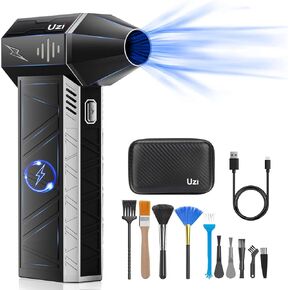 Uzi Electric Air Duster 150000RPM Compressed Air Jet, 4Gear Adjustable Portable Dry Jet Blower,Can for Computer Keyboard,Outdoors,Home,Car(Black)