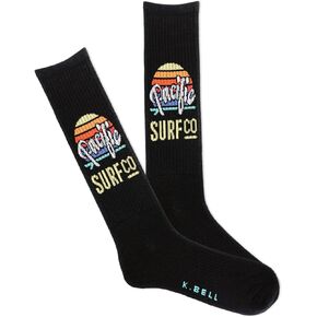 K. Bell Socks Men's Sports and Outdoors Fun Novelty Crew Socks, Talk Birdie to Me (Black), Shoe Size: 6-12