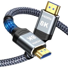 Highwings 8K 10K HDMI 2.1 Cable 48Gbps 6.6FT/2M, Certified High Speed HDMI Braided Cord-4K@120Hz 8K@60Hz, DTS:X, HDCP 2.2 & 2.3, HDR 10 Compatible with Roku TV/PS5/HDTV/Blu-ray