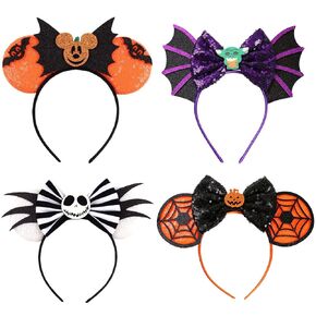 XXXPOWERXXX 2Pack Halloween Mouse Ear Headband with LED Light, Pumpkin Skeleton Ghost Hair band Headdress for Halloween Decorations Party Supplies