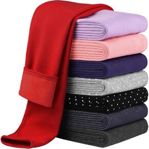 Cooraby 1 Pack Girls Winter Warm Cotton Fleece Lined Leggings Thick Winter Pants Kids Basic Full Length Pant Thermal Leggings