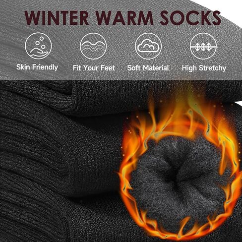 جوارب حرارية للرجال من 6 إلى 13 سنة، جوارب دافئة للشتاء السميك والخارجي للرجال، جوارب كلاسيكية ناعمة ودافئة للمشي لمسافات طويلة، 3 أزواج in Kuwait