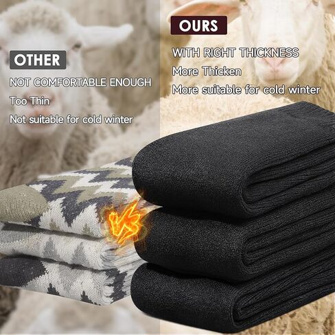 جوارب حرارية للرجال من 6 إلى 13 سنة، جوارب دافئة للشتاء السميك والخارجي للرجال، جوارب كلاسيكية ناعمة ودافئة للمشي لمسافات طويلة، 3 أزواج in Kuwait