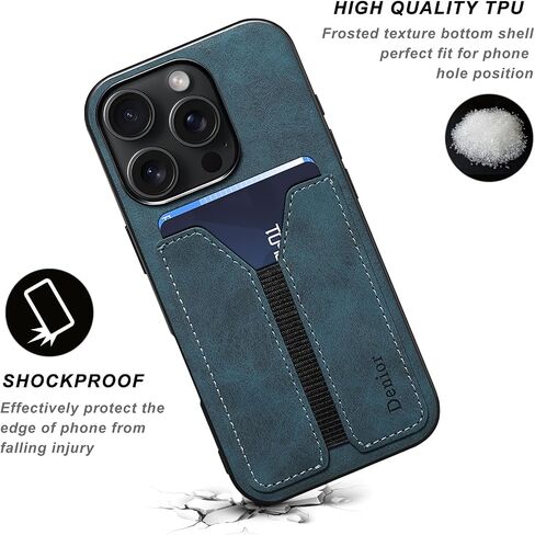 Kowauri Card Holder Case for iPhone 16 Pro, PU Leather Wallet Case with Credit Card Slot Holder Ultra Slim Shockproof Protection Phone Case for iPhone 16 Pro 6.3 inch (Black) in Kuwait