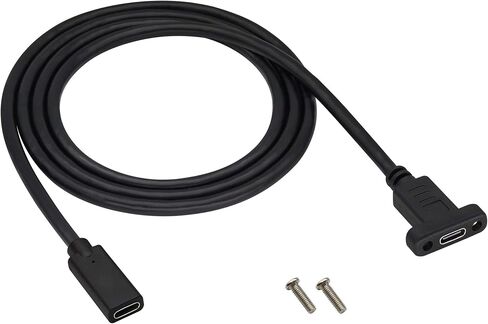 3.1Type C to USB C Panel Mount Screw Cable Gen 2 (3A) USB 3.1 Type C Female to Female Panel Mount Cable, Supports Charging,Data,Audio,Video Cable for Laptop,Tablet,Mobile Phone(0.3M/1ft) in Saudi Arabia