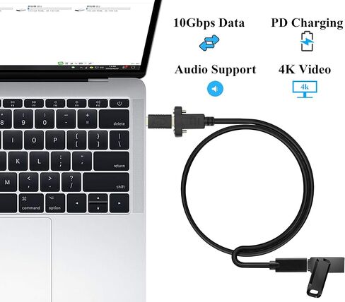 3.1Type C to USB C Panel Mount Screw Cable Gen 2 (3A) USB 3.1 Type C Female to Female Panel Mount Cable, Supports Charging,Data,Audio,Video Cable for Laptop,Tablet,Mobile Phone(0.3M/1ft) in Saudi Arabia